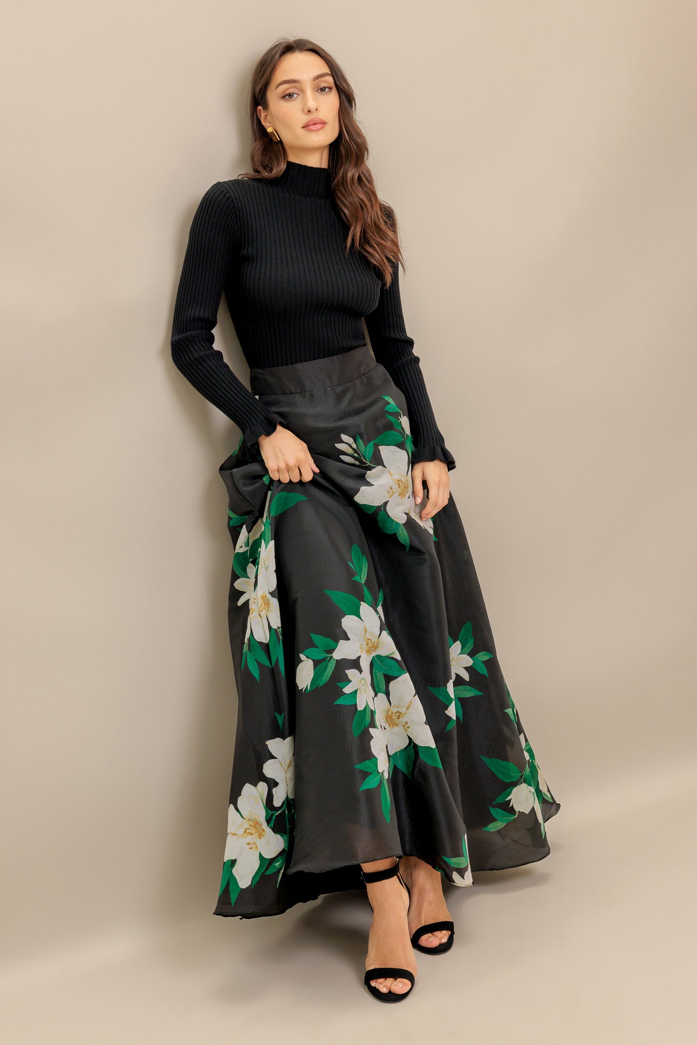 ELEGANT WILDFLOWER WOVEN MAXI SKIRT Flying Tomato